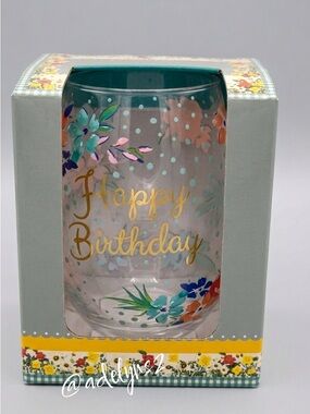 HTF Last One! 🌺 New The Pioneer Woman Happy Birthday Wine Glass, Qty 1